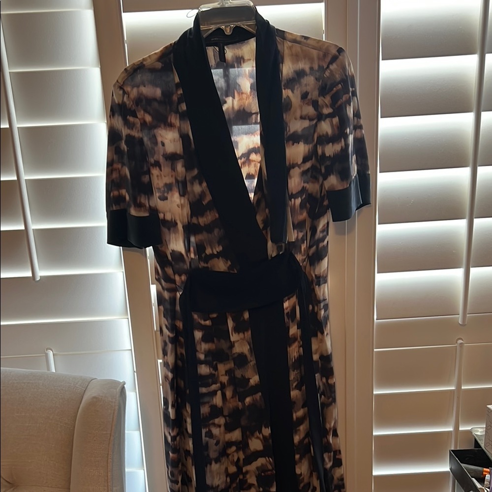 BCBGMaxAzria Black and Brown V-Neck Dress
